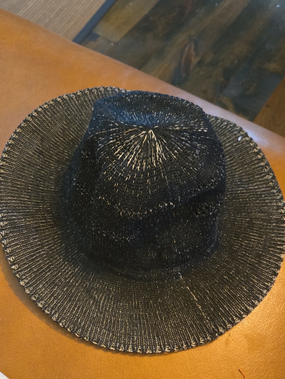 Free People Packable Woven Wide Brim Boho Hat Black White OS breavable